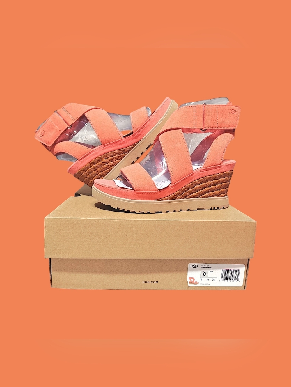 🚺 8 US — UGG Ileana Espadrille Wedge Sandals [CORAL] 1155491
